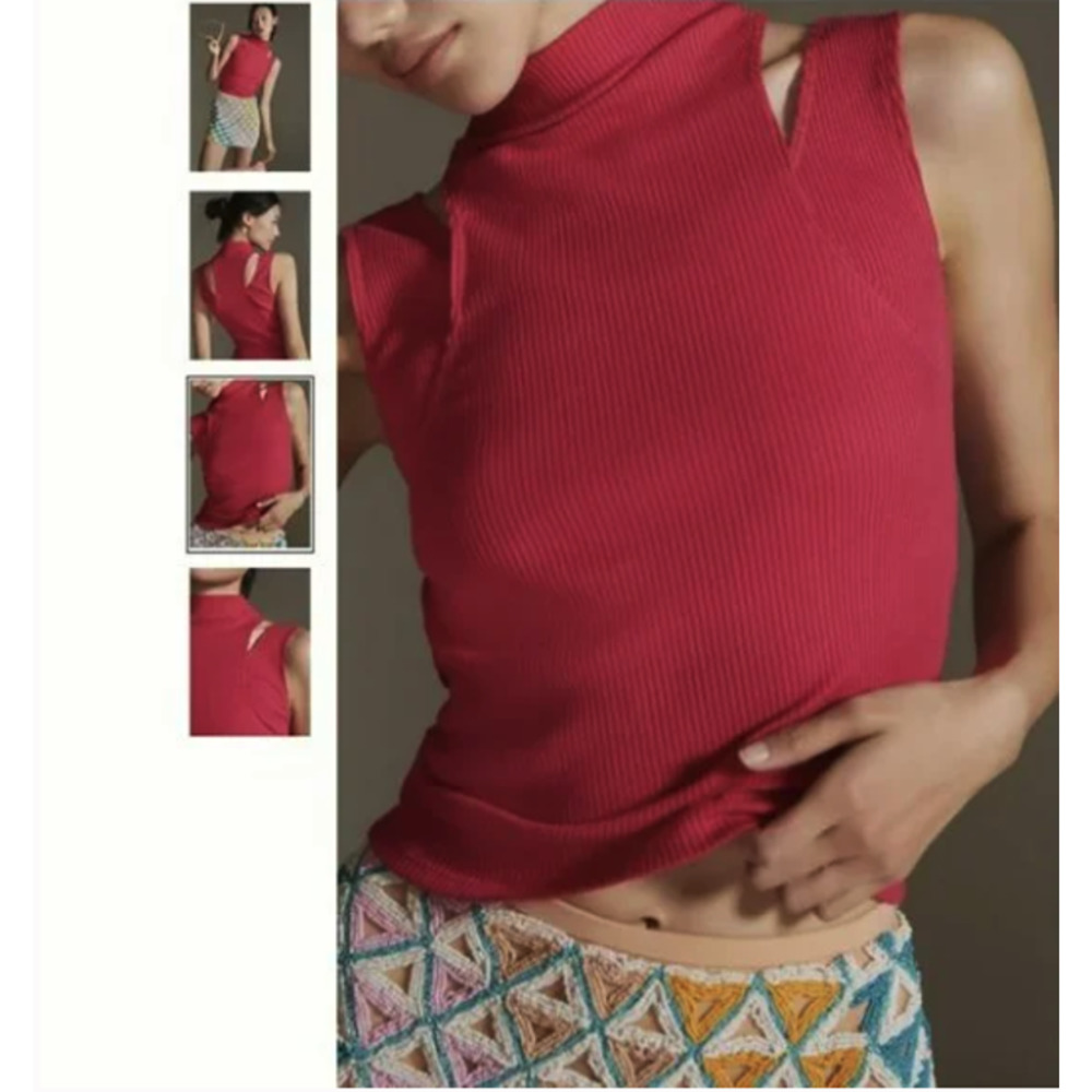 Anthropologie Layered Cutout Tank in Pink Size Large NWT - Picture 3 of 7